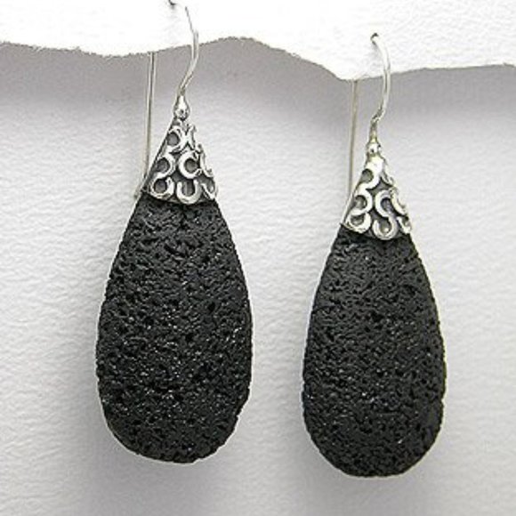 Sterling Silver Lava Rock Pendant - NEW - Picture 3 of 3